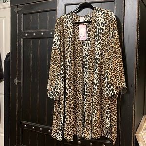 Pink Coconut Animal Print Ruana- SZ XL- NWT